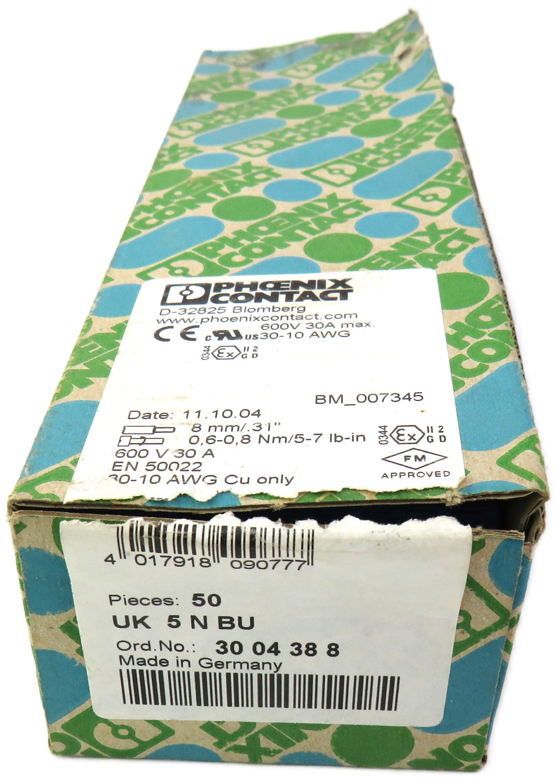 PHOENIX CONTACT 3004388 UK 5 N BU Lot of 44 New