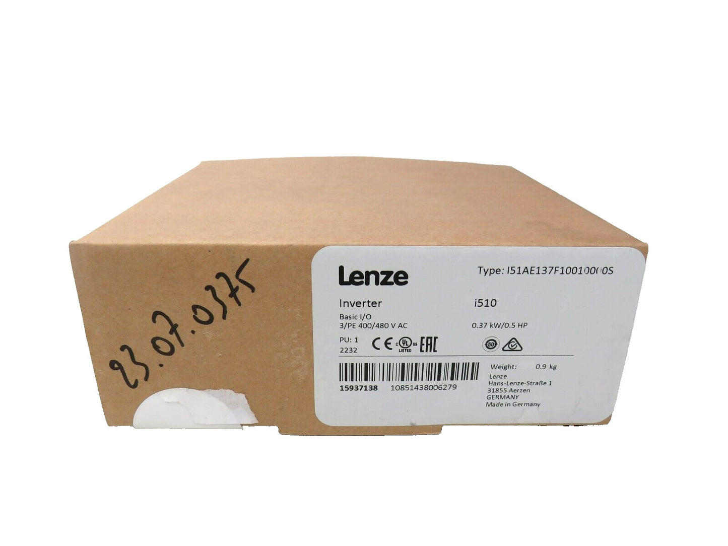 LENZE I51AE137F10010000S 15937138 I550 SERIES, INVERTER, 0.37 KW / 0.5 H New