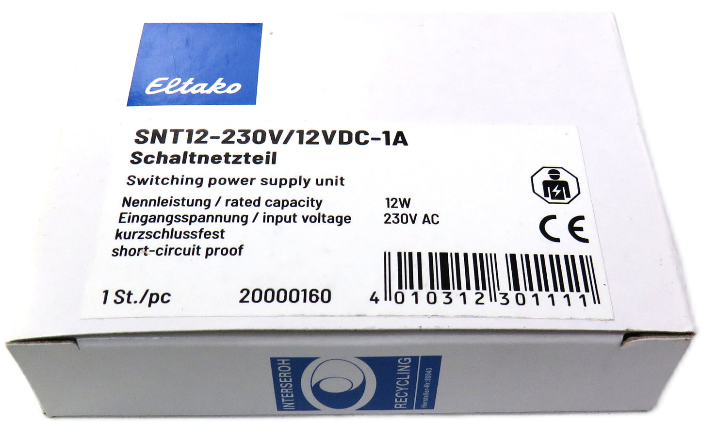 ELTAKO SNT12-230V/12VDC-1A SWITCHING POWER SUPPLY UNIT New