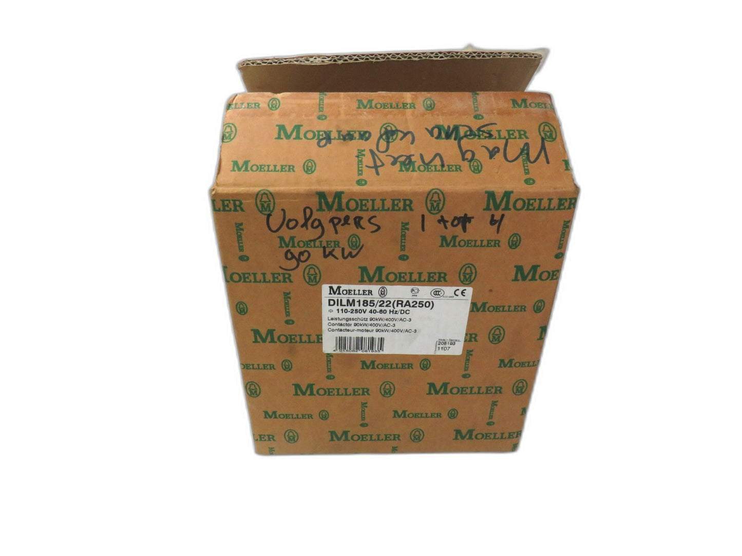 Moeller Eaton DILM185/22 (RA250) CONTACTOR 90KW/400V/AC-3 New