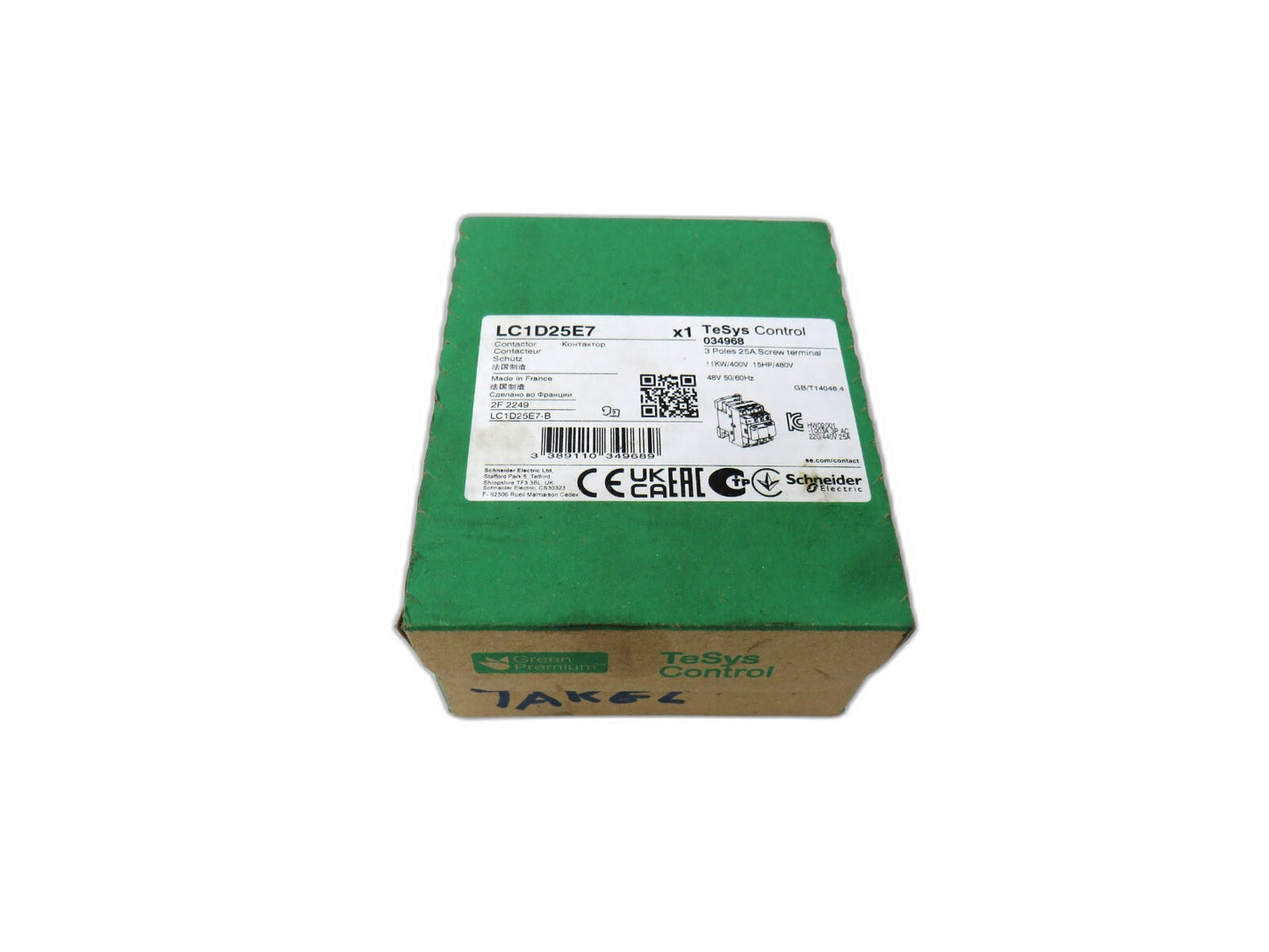Schneider Electric LC1D25E7 034968 CONTACTOR New