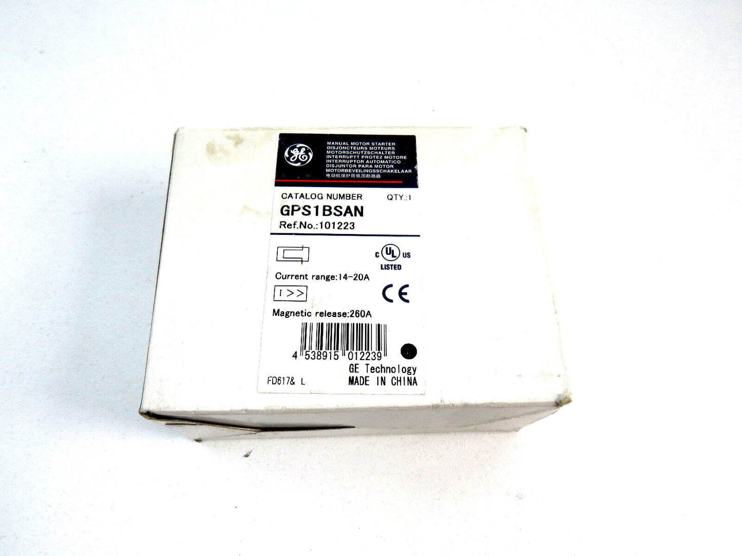GE GPS1BSAN 101223 MANUAL MOTOR STARTER New