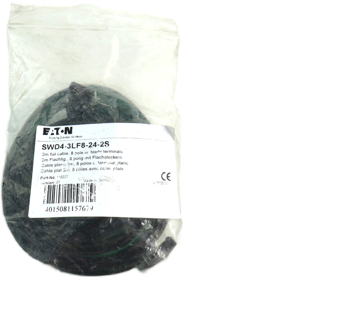 EATON SWD4-3LF8-24-2S - 3m FLAT CABLE, 8 POLE w BLADE TERMINALS New