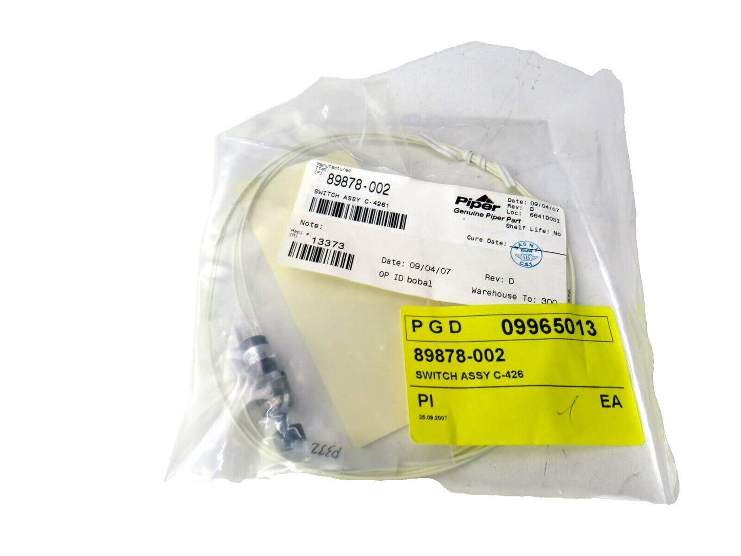 PIPER 89878-002 Switch Assembly New