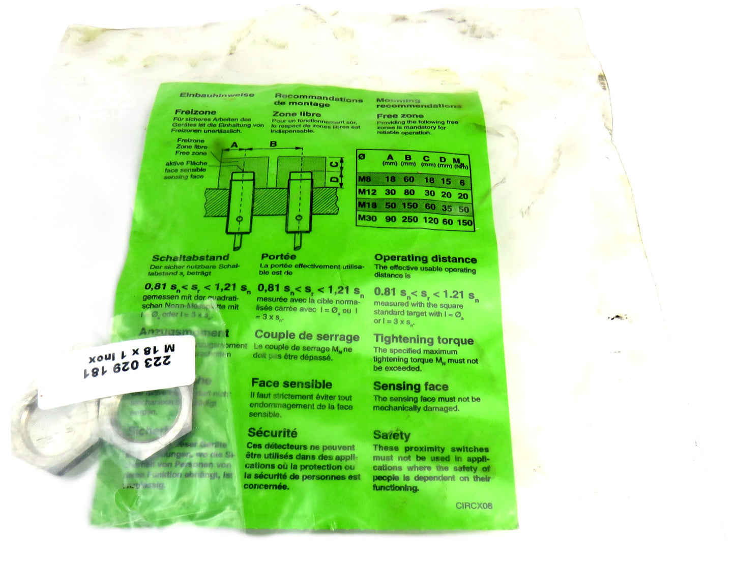 CONTRINEX DW-AS-713-M18-002 INDUCTIVE PROXIMITY SWITCH New