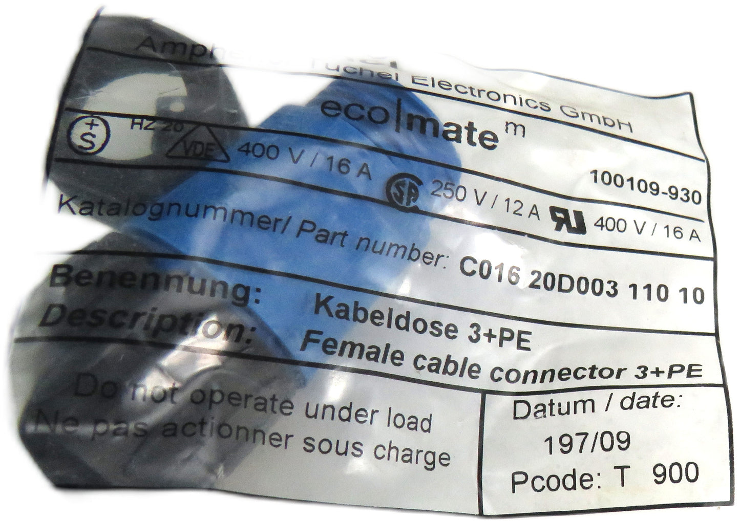 Amphenol C016 20D003 110 10 Circular Connector, Ecomate C016 Series New