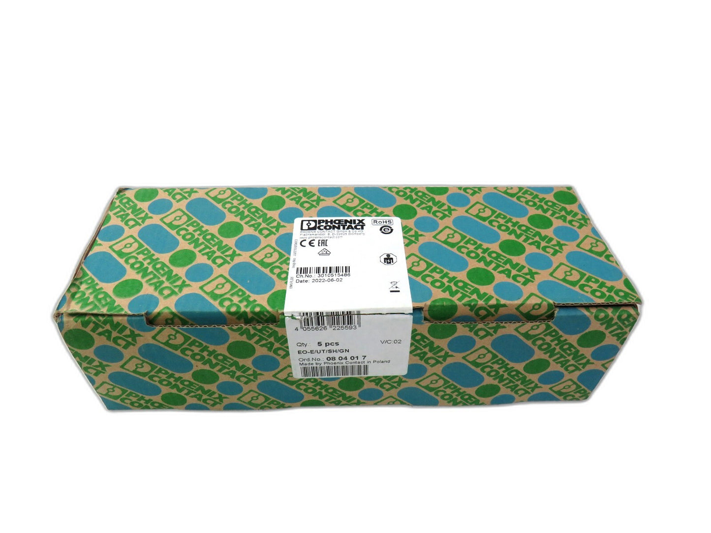 PHOENIX CONTACT 0804017 EO-E/UT/SH/GN GREEN Lot of 5 New