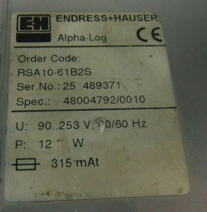 Endress Hauser RSA10-61B2S Alpha-Log CHART RECORDER Endress+Hauser