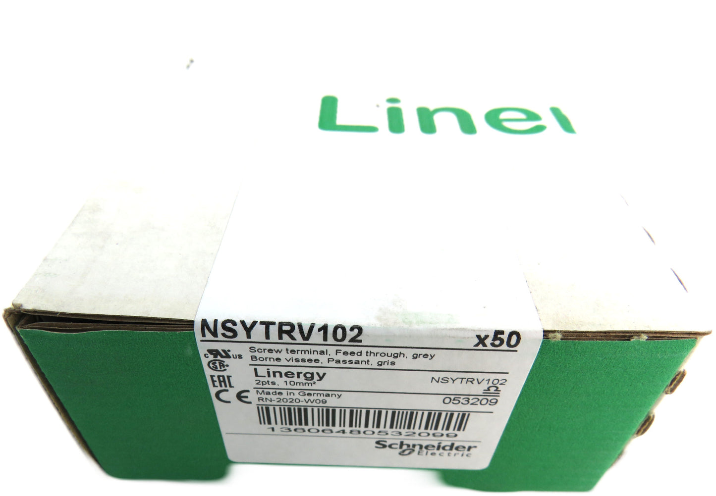 SCHNEIDER ELECTRIC NSYTRV102 SCREW TERMINAL FEED THROUGH GREY Lot of 50 New