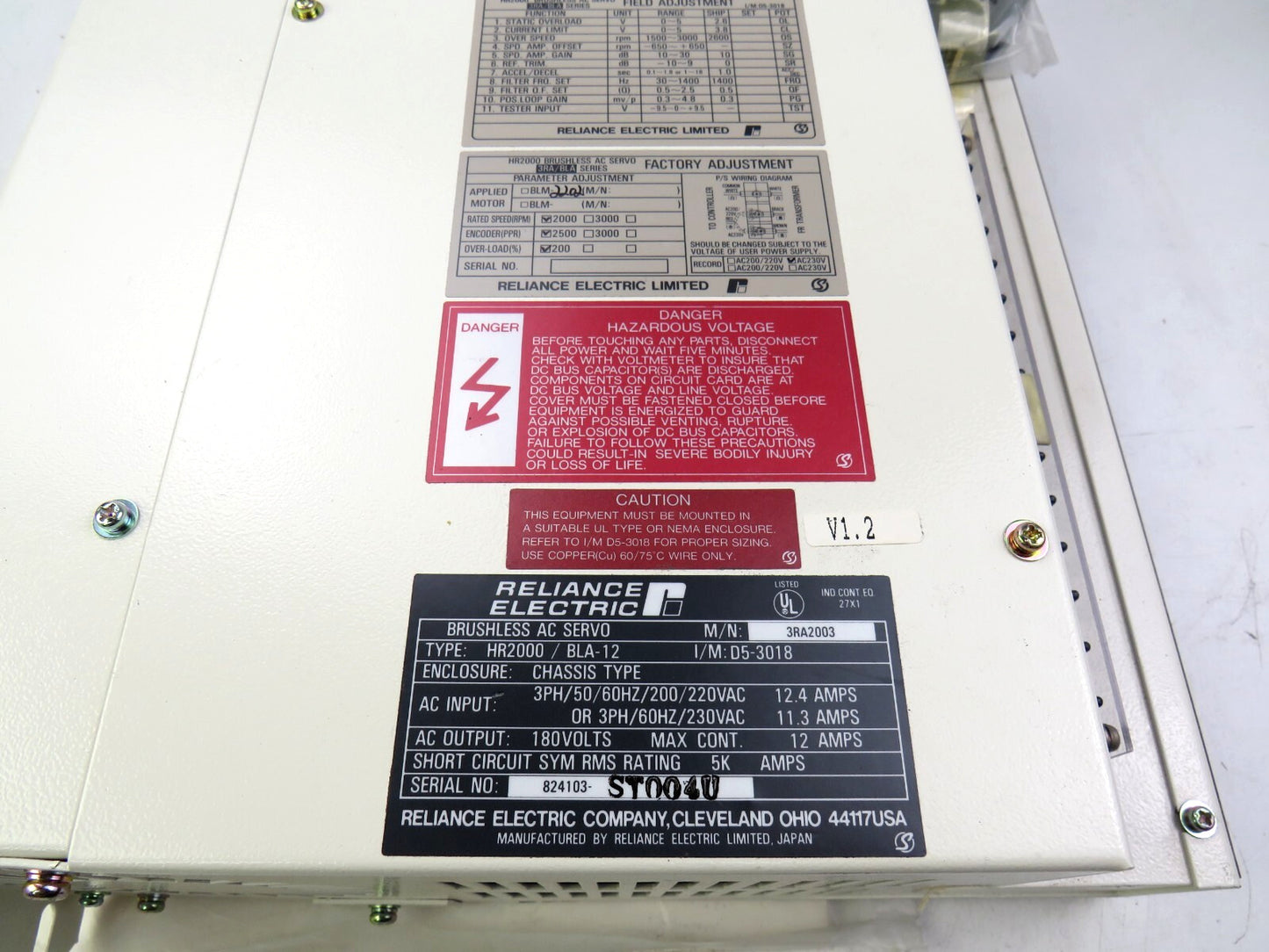 RELIANCE ELECTRIC HR2000 BLA-12 HR-2000 SERVO CONTROLLER New