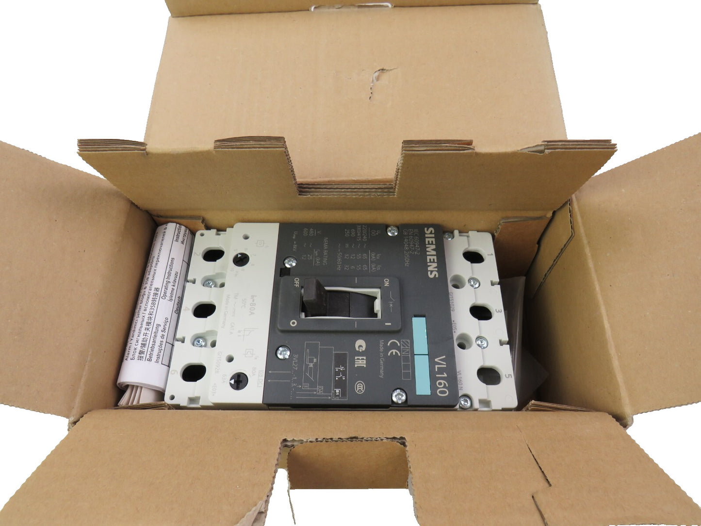 SIEMENS 3VL2708-1DC33-0AB1 SIEMENS - CIRCUIT BREAKER 80AMP 3P 220/415VAC New