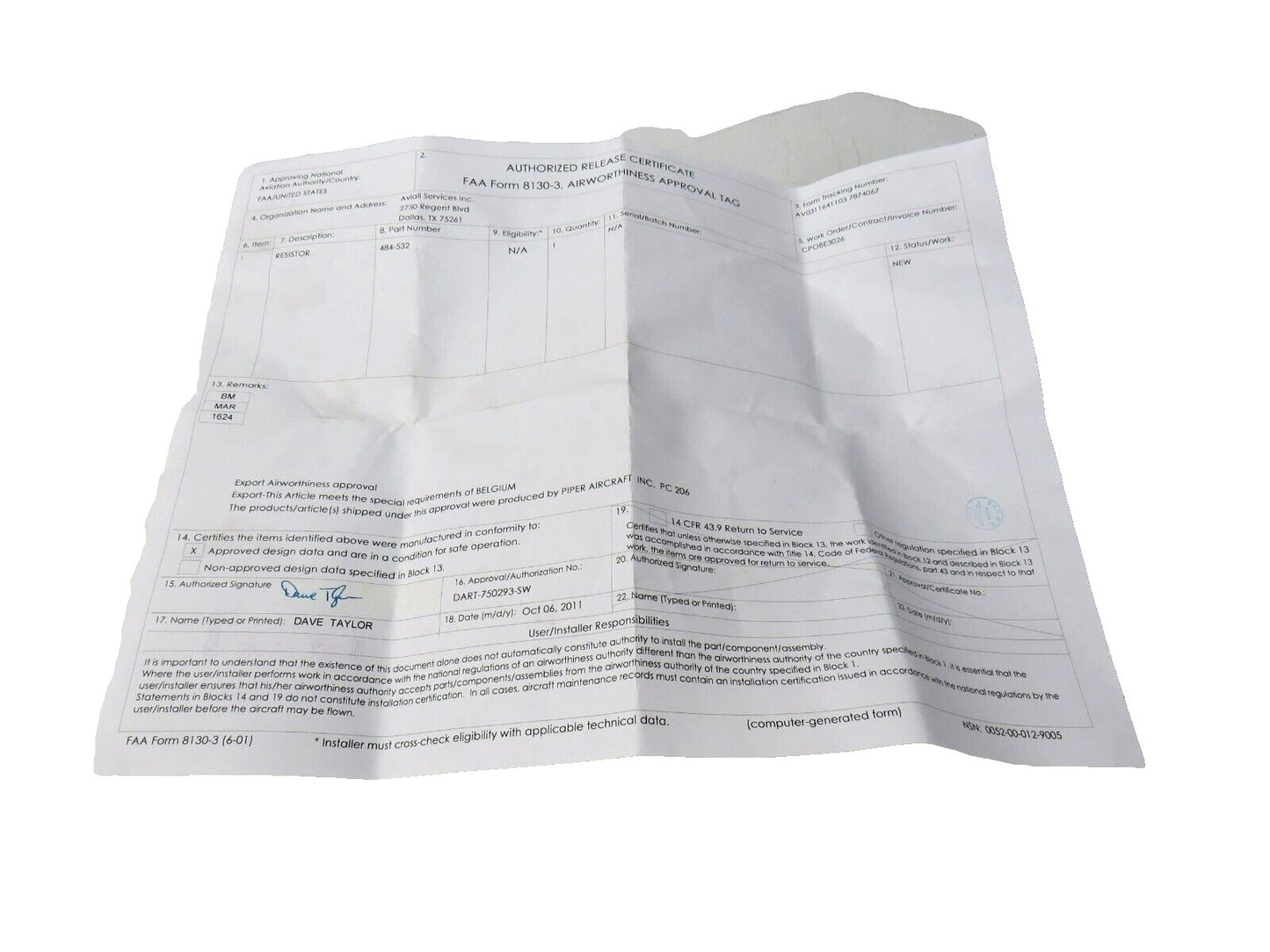 Piper 484-532 resistor New