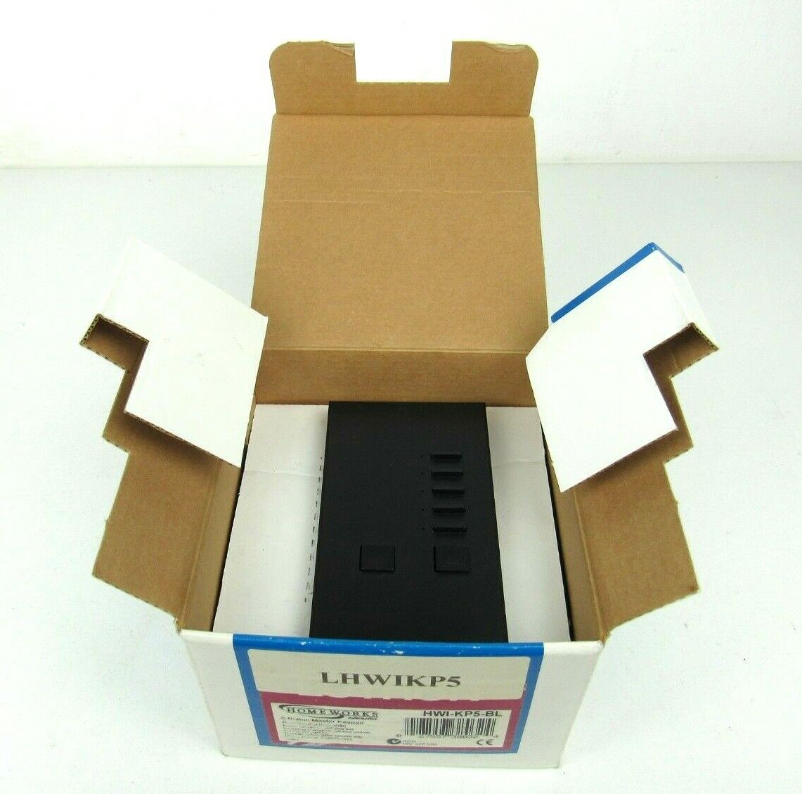 Lutron HWI-KP5-BL 5-Button Keypad W Raise Lower 253 Black HomeWorks New