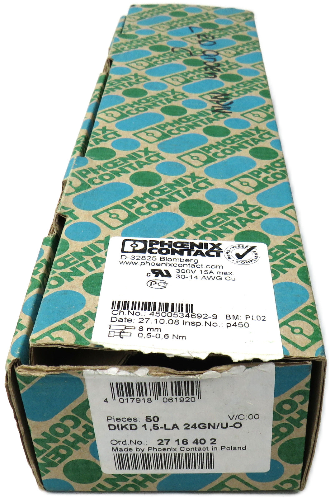 Phoenix Contact 2716402 DIKD 1,5-LA 24GN/U-O LED GREEN BLOCKN Lot of 41 New