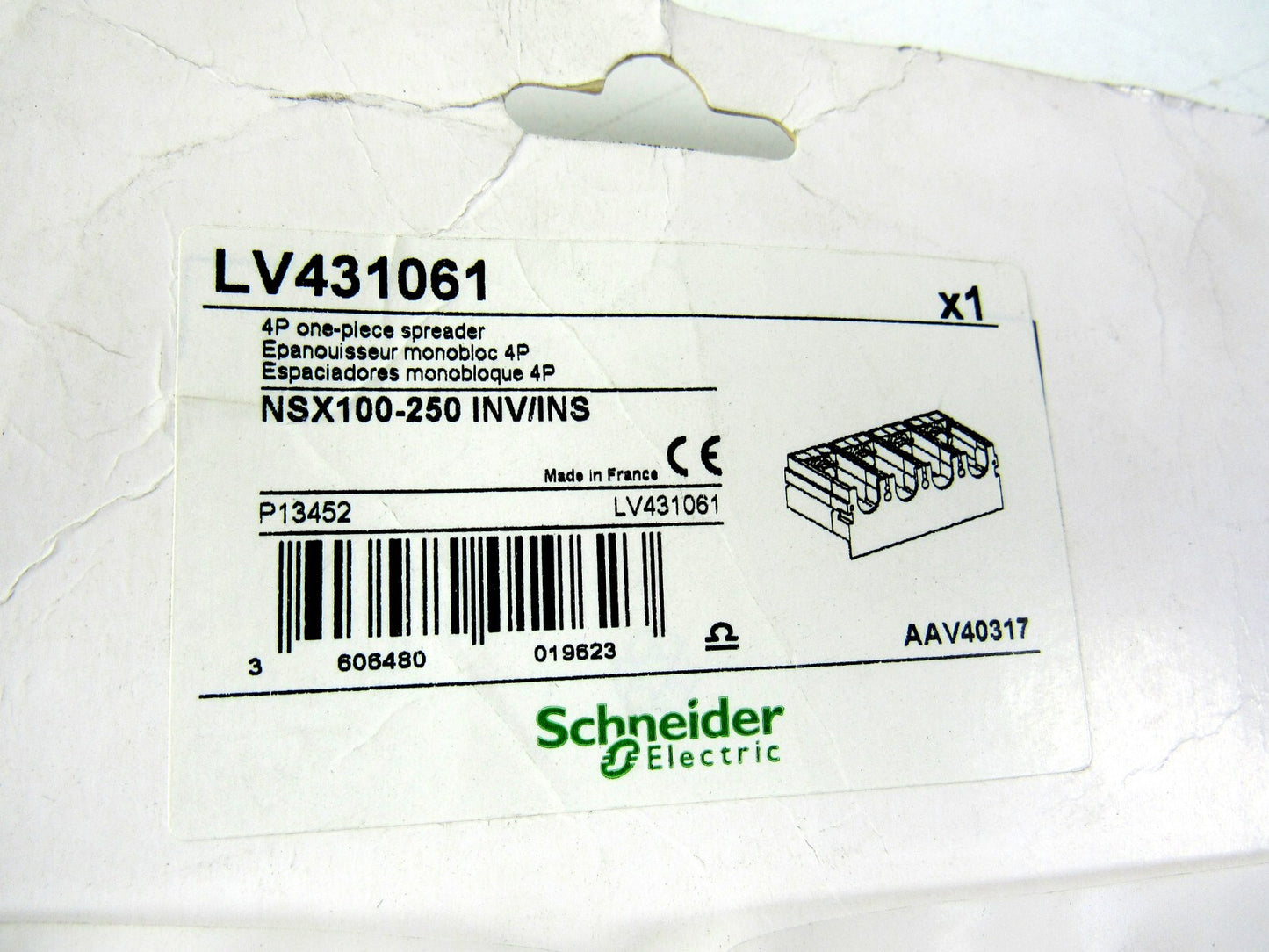 SCHNEIDER ELECTRIC LV431061 NSX100-250 INV/INS 4P ONE-PIECE SPREADER New