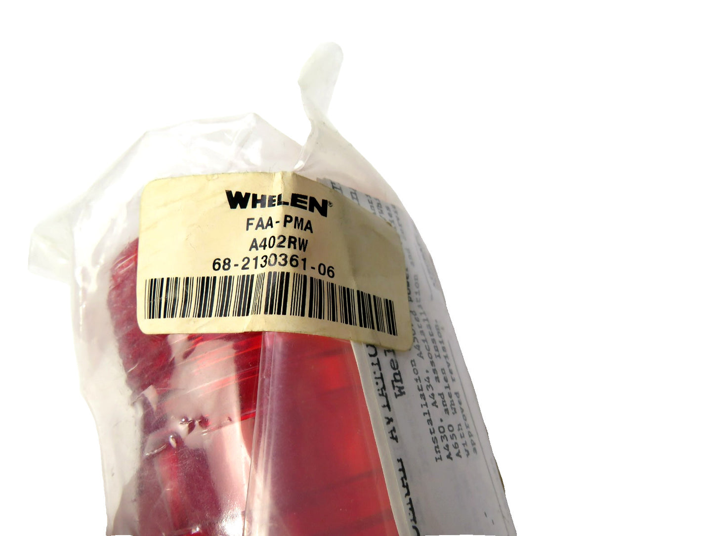 WHELEN A402RW 68-2130361-06 LENS RED WHITE New