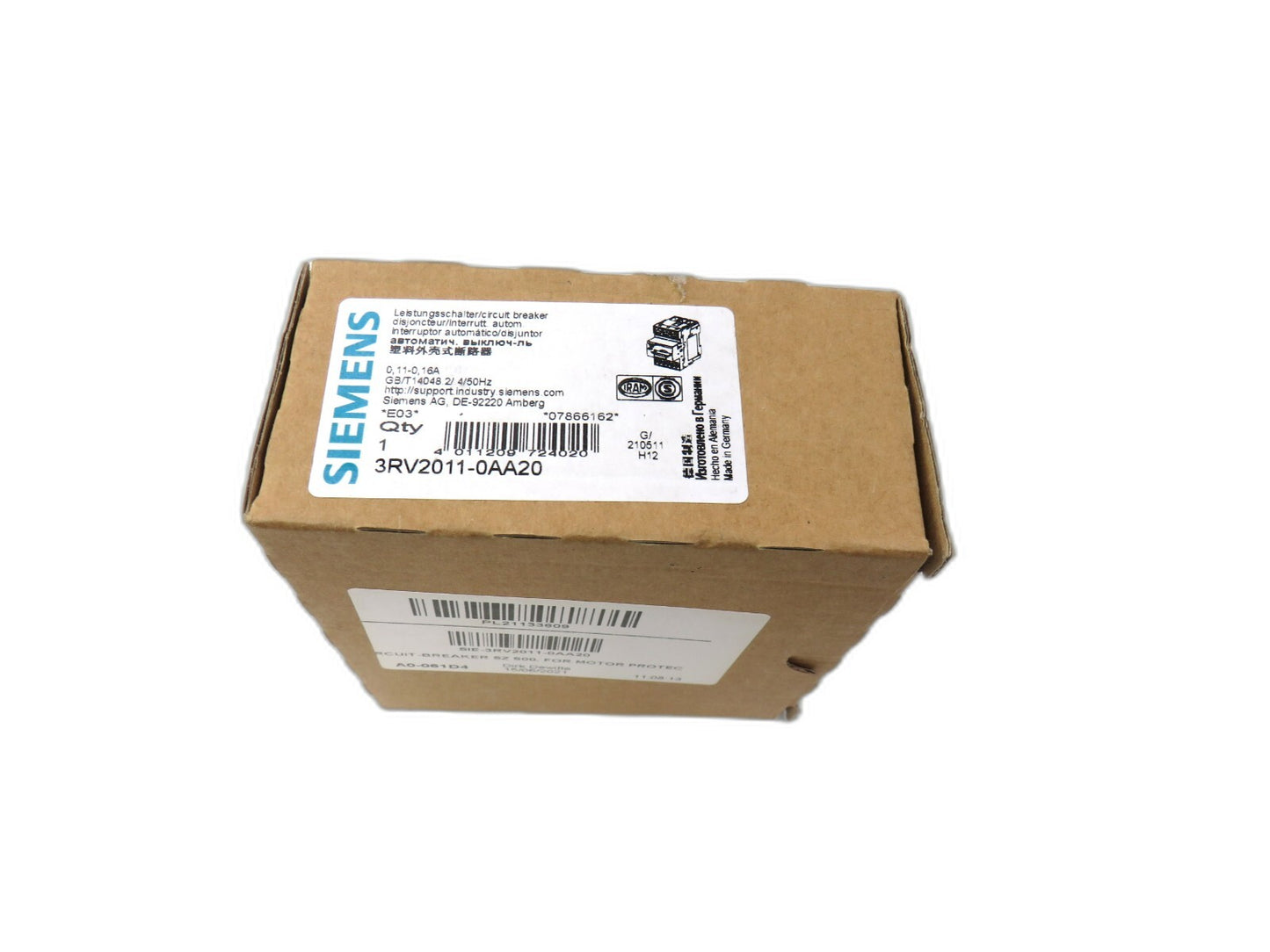 SIEMENS 3RV2011-0AA20 Circuit breaker 3RV2 011-0AA20 Sirius New