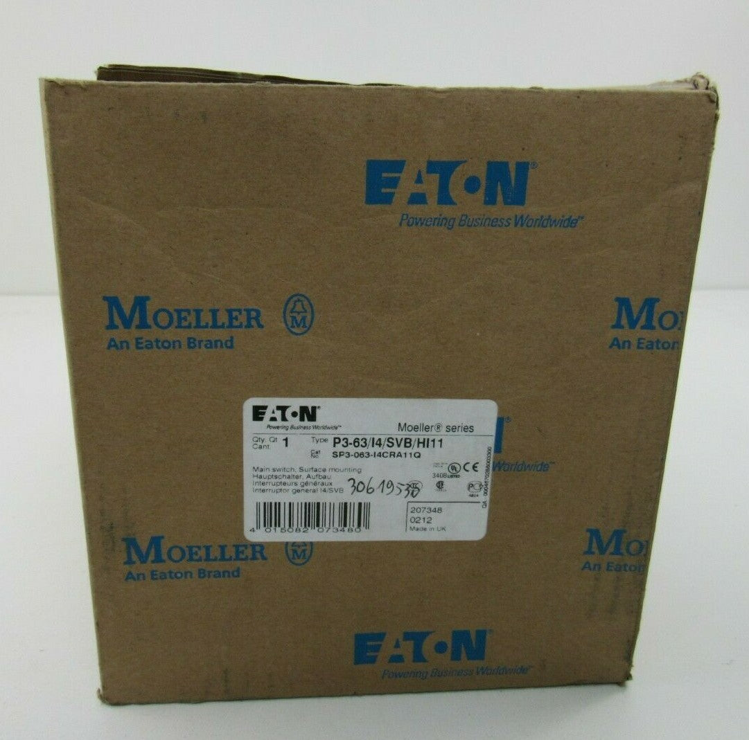 EATON P3-63/I4/SVB/HI11 MOELLER MAIN SWITCH SURFACE MOUNTING New