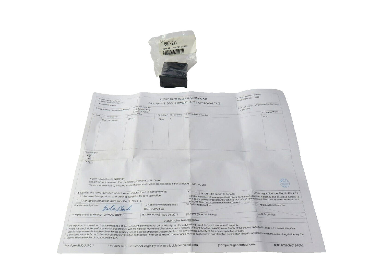 PIPER 687-211 SPACER SWITCH New