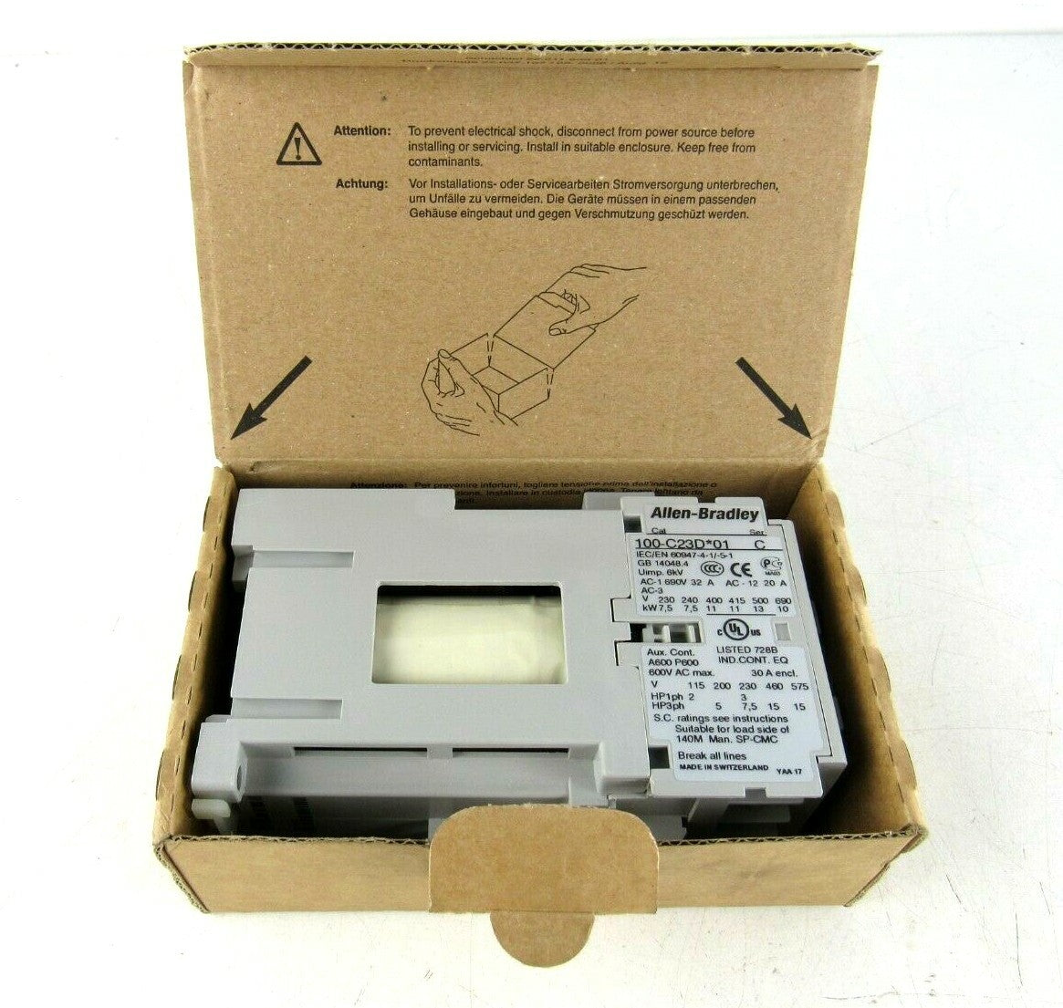 New Allen Bradley 100-C23DJ01 3 Pole Contactor 24V DC Series C NIB