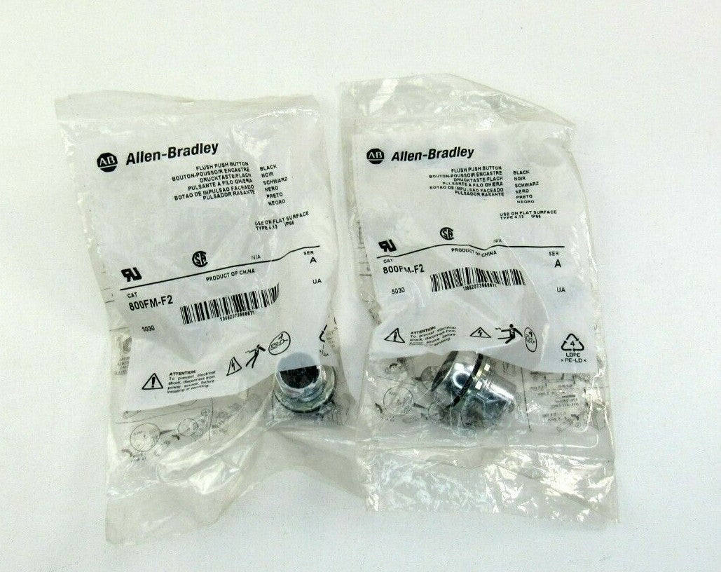 Allen Bradley 800FM-F2 AB SER A BLACK FLUSH PUSH BUTTON Lot of 2 New
