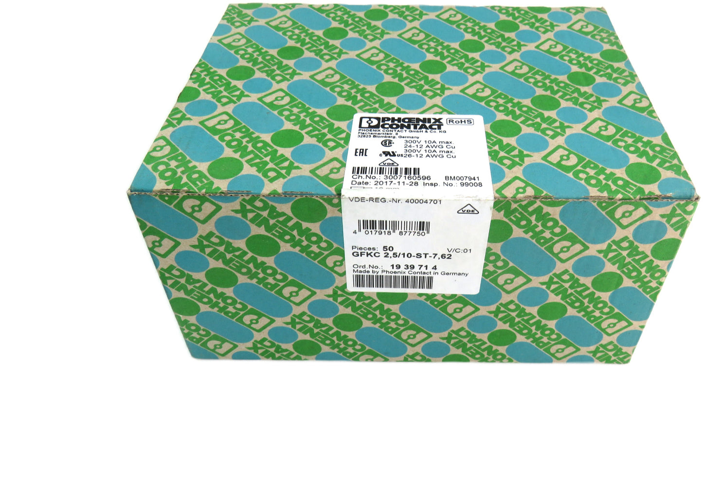 PHOENIX CONTACT 1939714 GFKC 2.5/10-ST-7.62 COPPER ALLOY Lot of 50 New