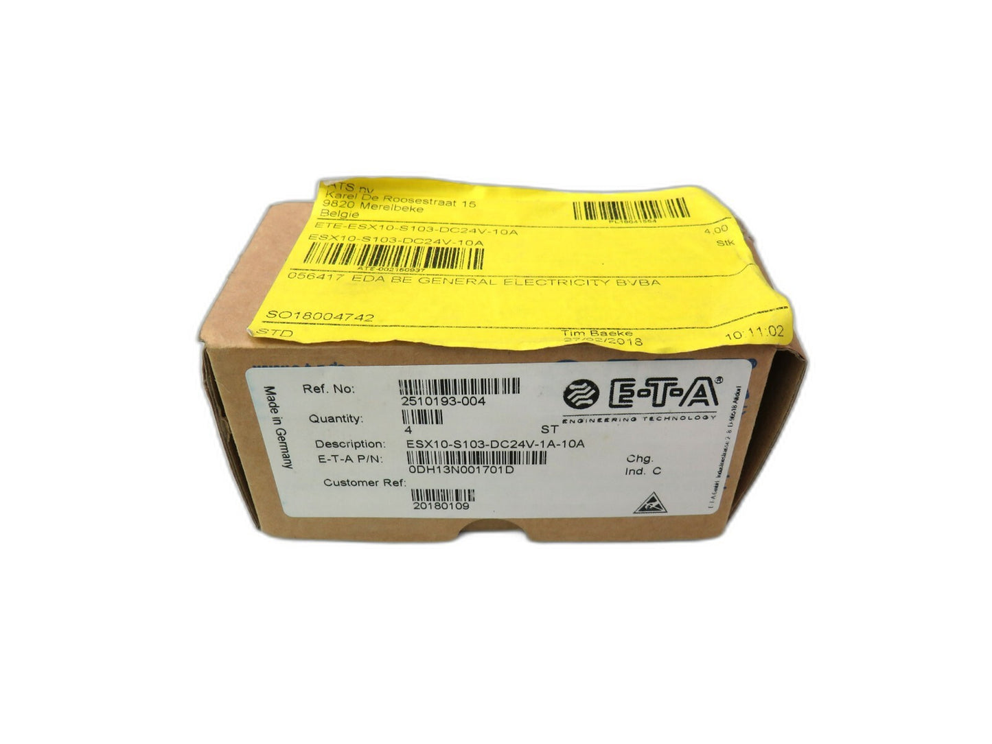 E-T-A ETA ESX10-S103-DC24V-1A-10A 2510193-004 Lot of 3 New