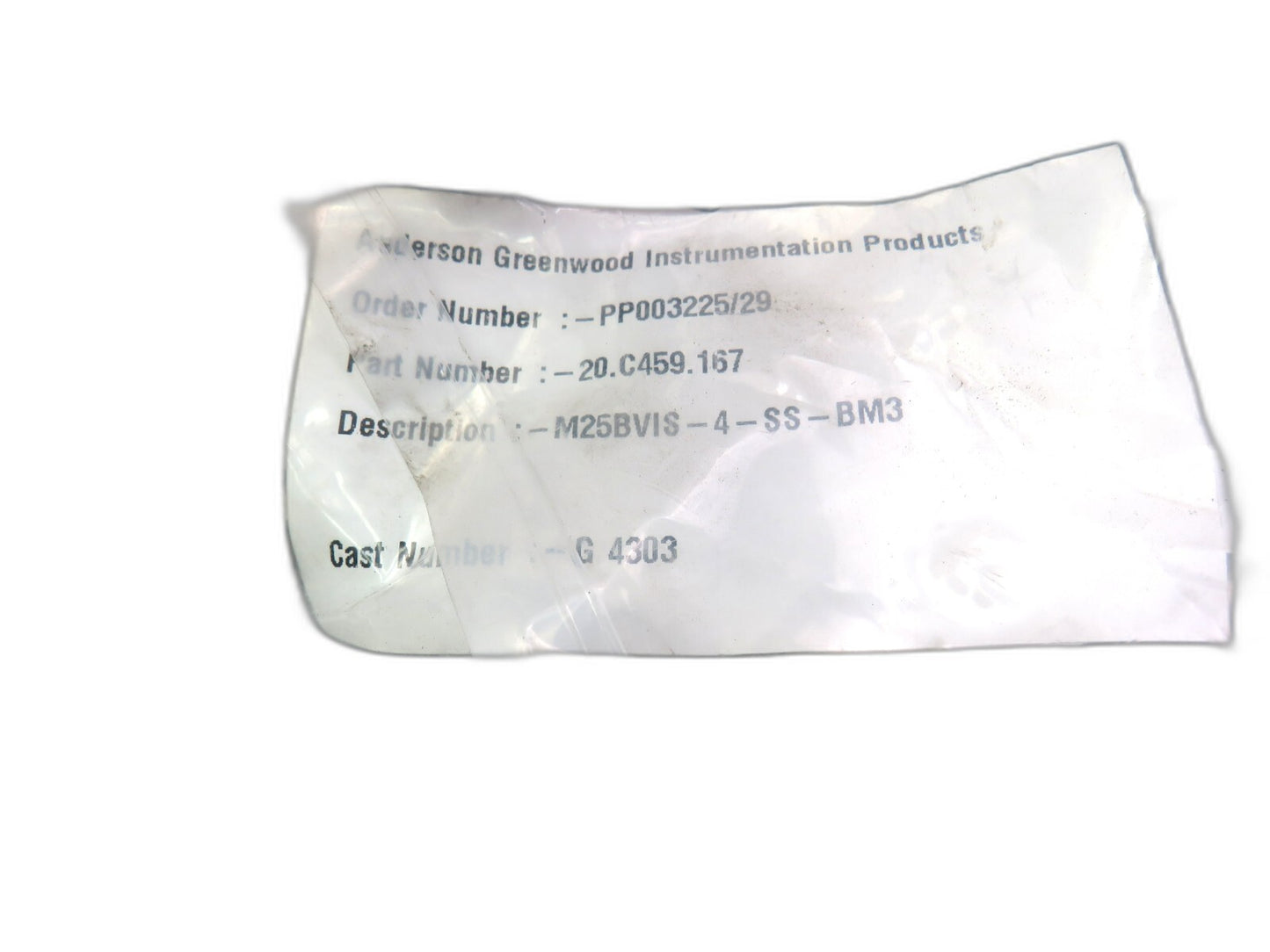 ANDERSON GREENWOOD  M25BVIS-4-SS-BM3 PP003225/29    New