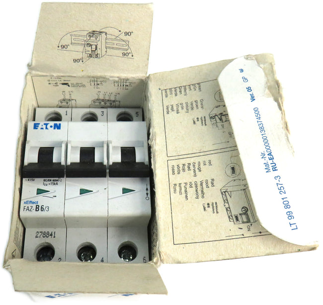 EATON  FAZ-B6/3 CIRCUIT BREAKER    New