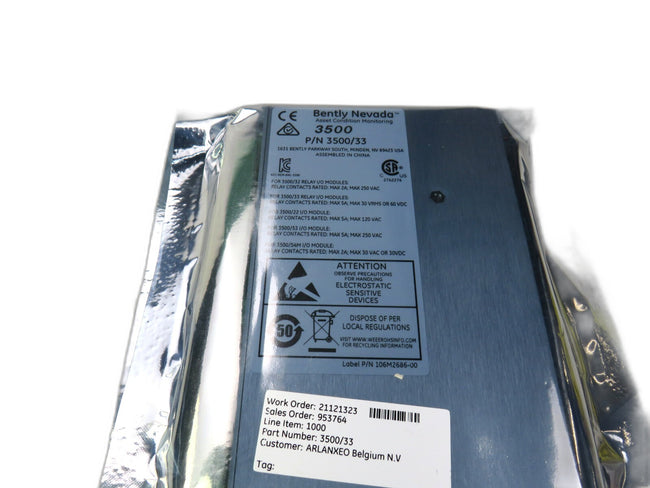 BENTLY NEVADA 3500/33 149992-03 PWA 190645-03    New