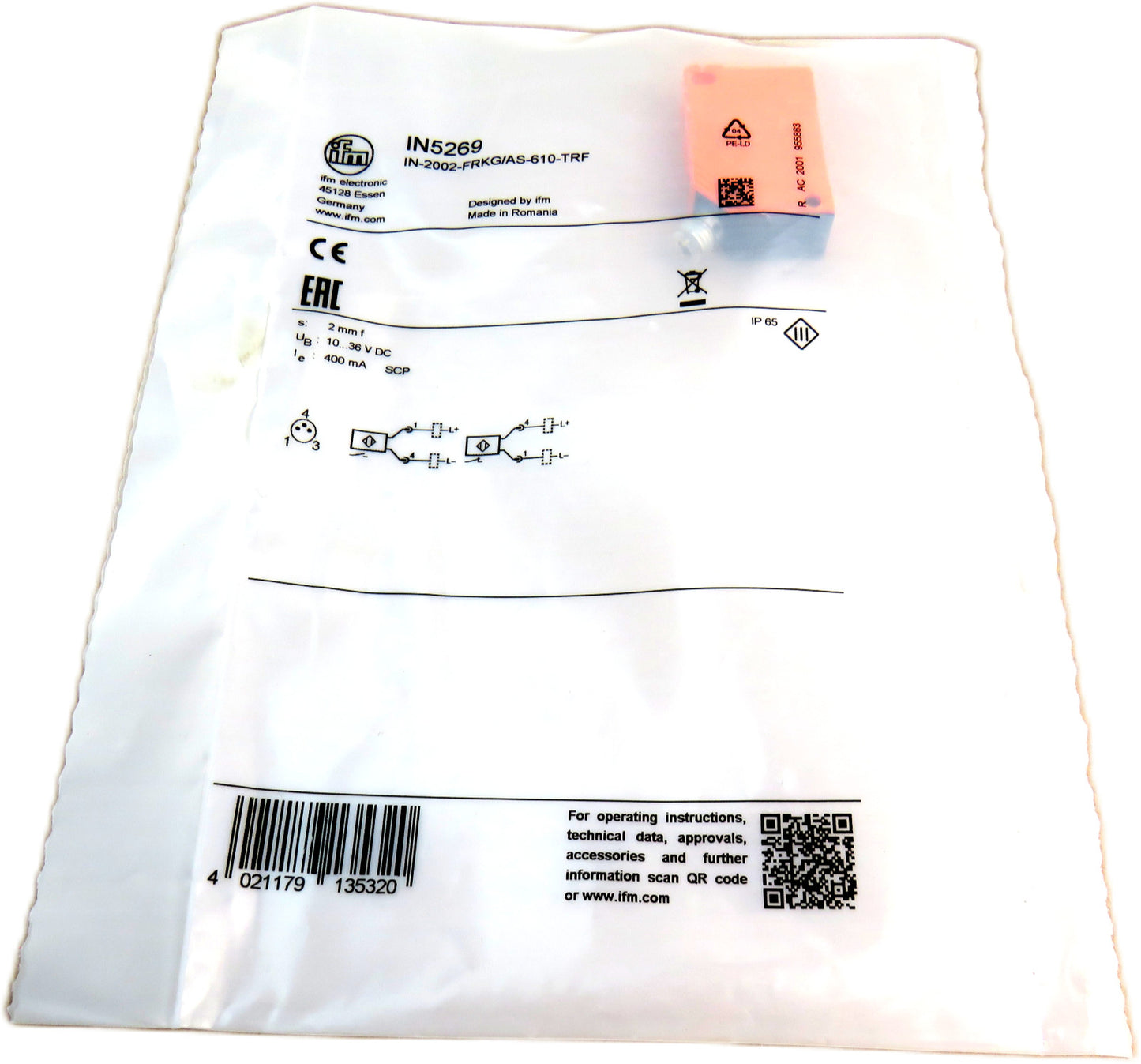 IFM  IN5269 IN-2002-FRKG/AS-610-TRF Proximity switch sensor    New