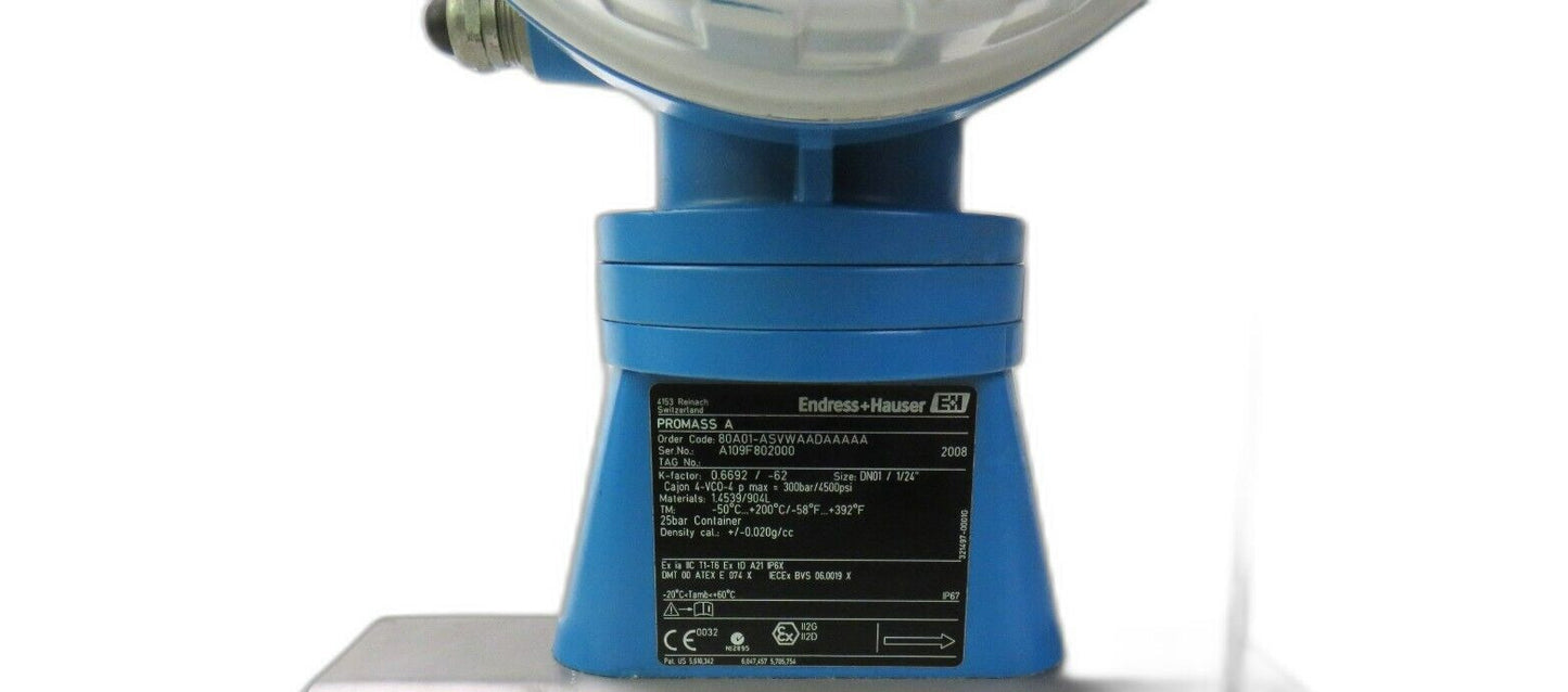 ENDRESS+HAUSER 80A01-ASVWAADAAAA + DK8MS A1A1A1 PROMASS 80 A DN01 1/24" New