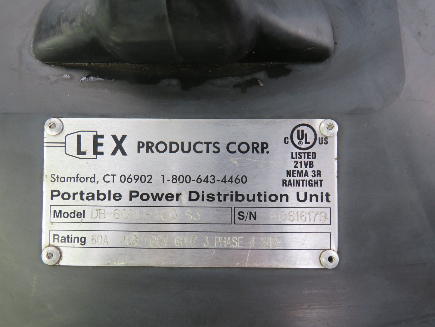 LEX PRODUCTS CORP  DB-60NU-AQQ-S3  60A 208Y 120V 60Hz 3 phase 4 wire