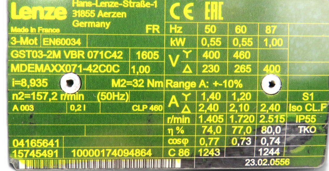 LENZE GST03-2M VBR071C42 MDEMAXX071-42C0C     New