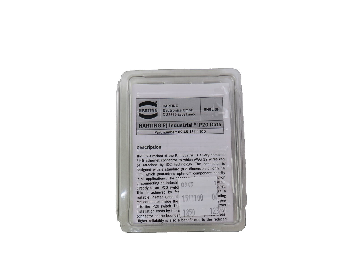 HARTING  9451511100 RJI RJ45 PLUG CAT5 4P IDC  Lot of 7 New