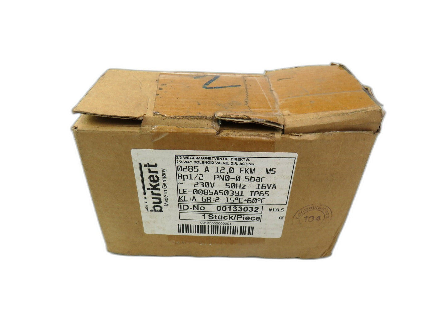 BURKERT  0285 A 12,0 FKM MS 00133032    New