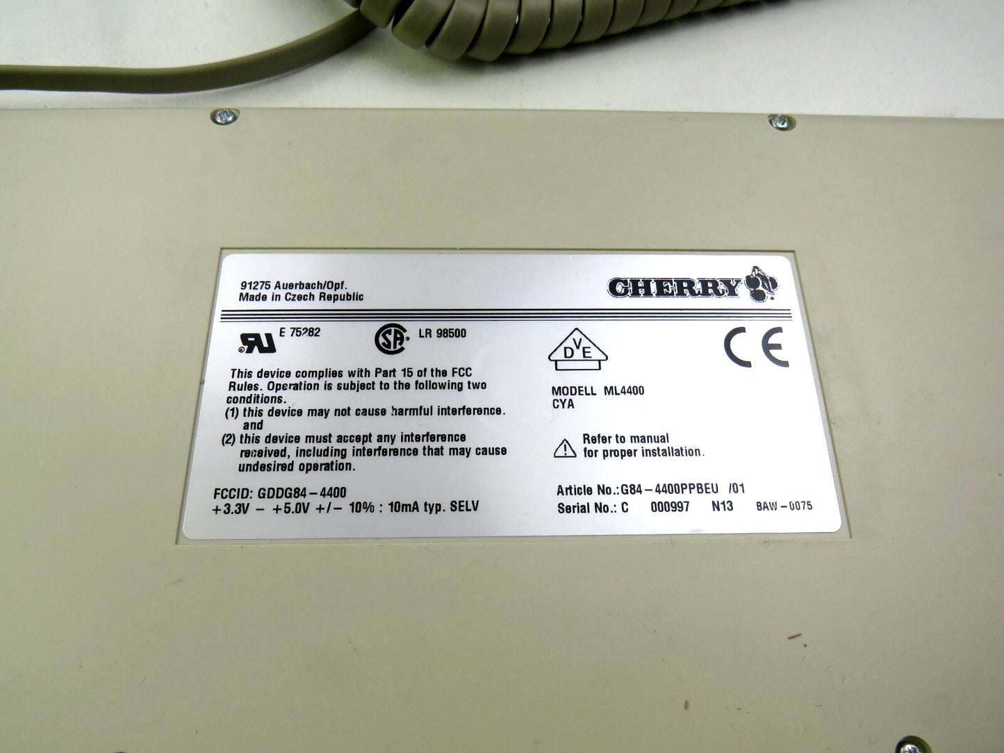 CHERRY  ML 4400  QUERTY BALL KEYBOARD