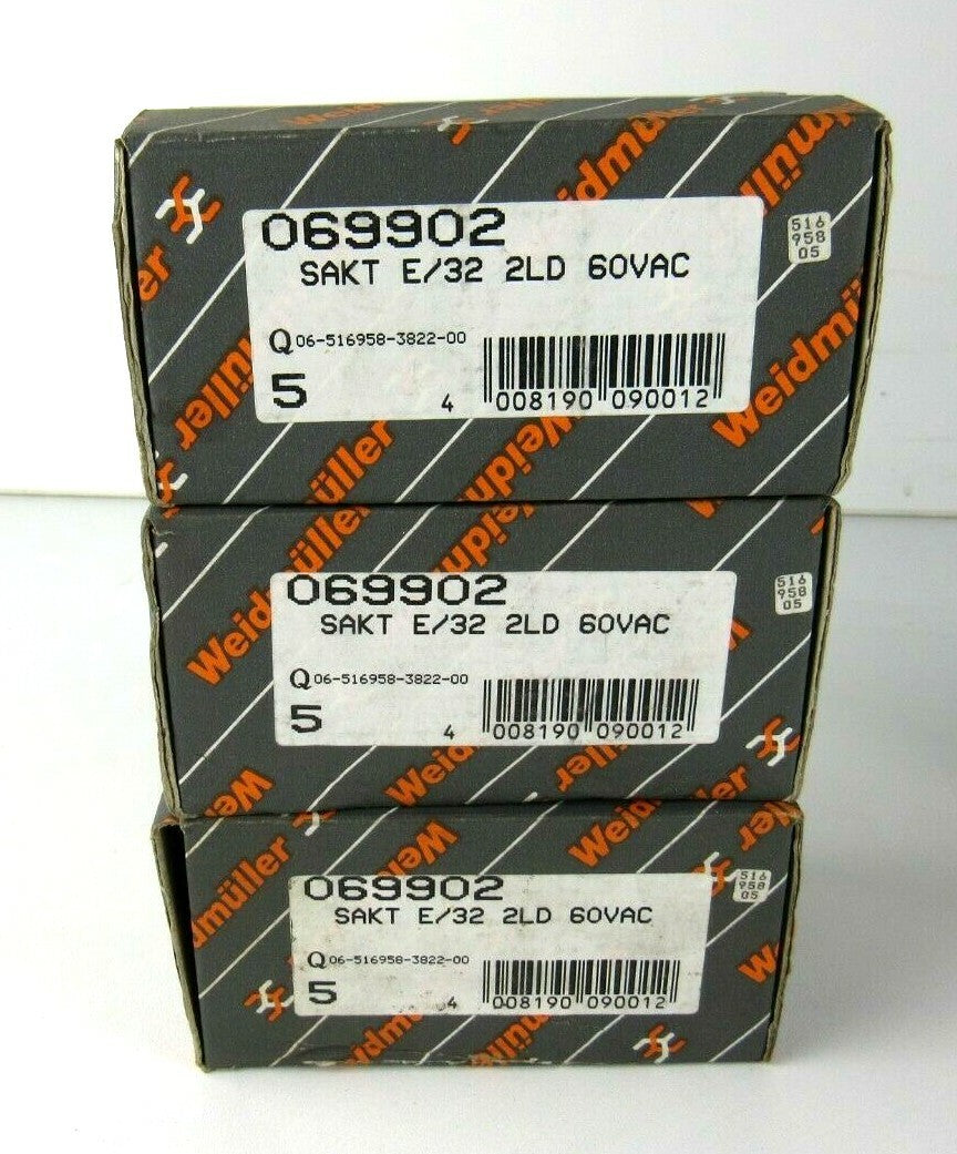 Lot of 15x New weidmuller 069902 Sakt E/32 2GL 60VAC Current Test Terminal