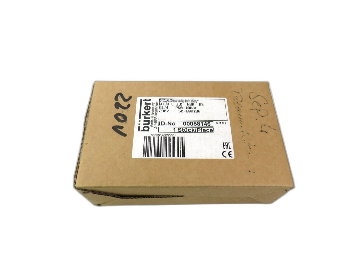 BURKERT  00058146 3/2 WAY SOLENOID VALVE 0330 c 3,0 NBR MS G1/4 PN0-10bar New