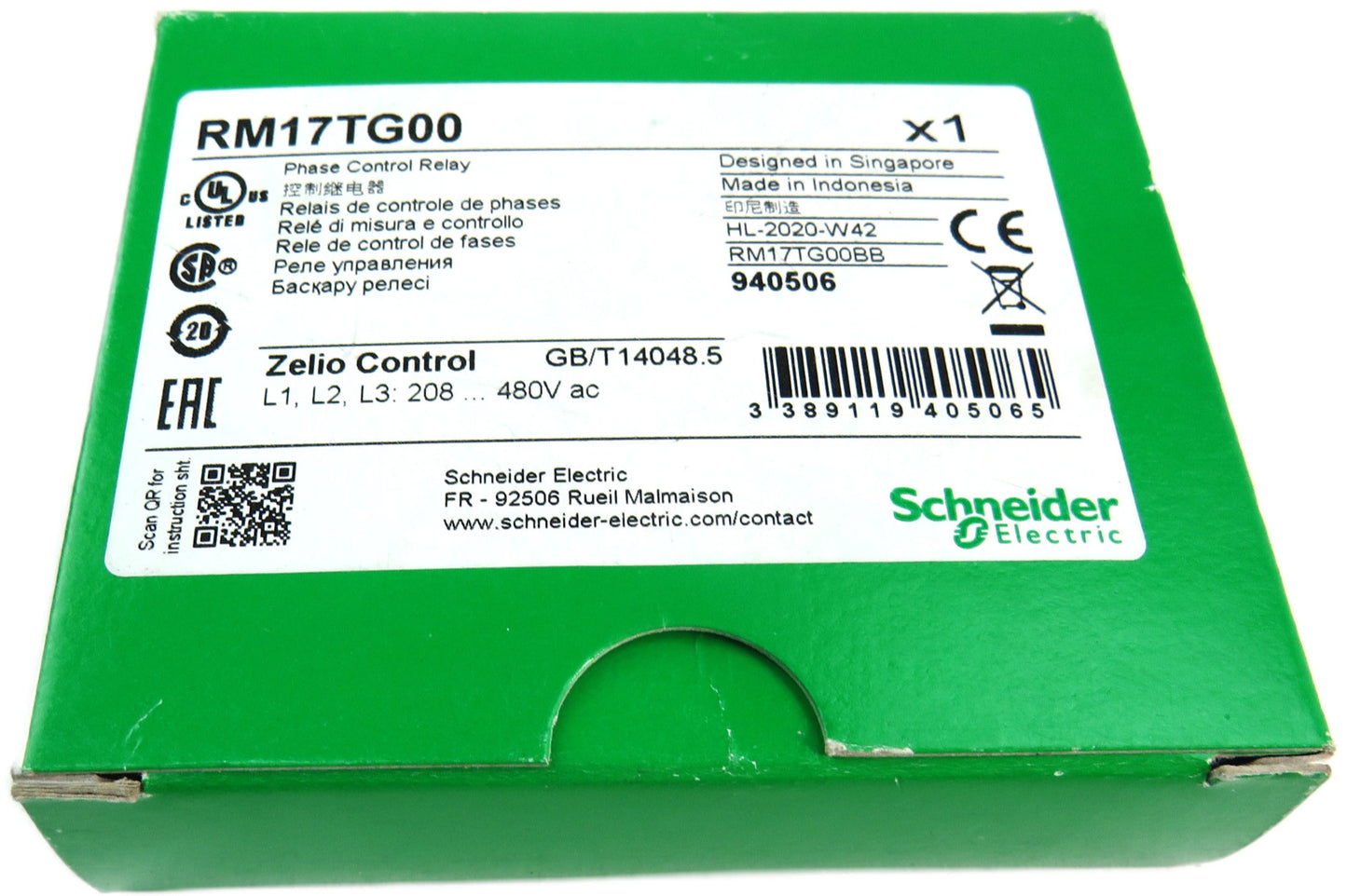 SCHNEIDER ELECTRIC RM17TG00 PHASE CONTROL RELAY     New