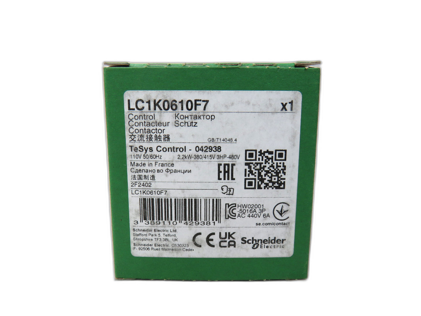Schneider  LC1K0610F7 contactor    New