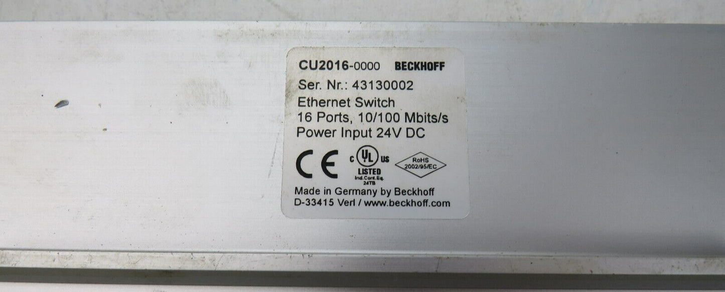 BECKOFF CU2016 ETHERNET SWITCH, 16 Ports,10/100 Mbits/s, Input 24V DC