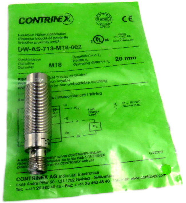CONTRINEX DW-AS-713-M18-002 INDUCTIVE PROXIMITY SWITCH New