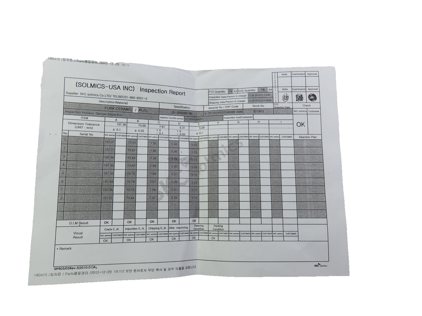 NOVELLUS C1 150MM CERAMIC FORK S-7213 SOLMICS  1 PURCHASE =16 PCS  Lot of 16 New