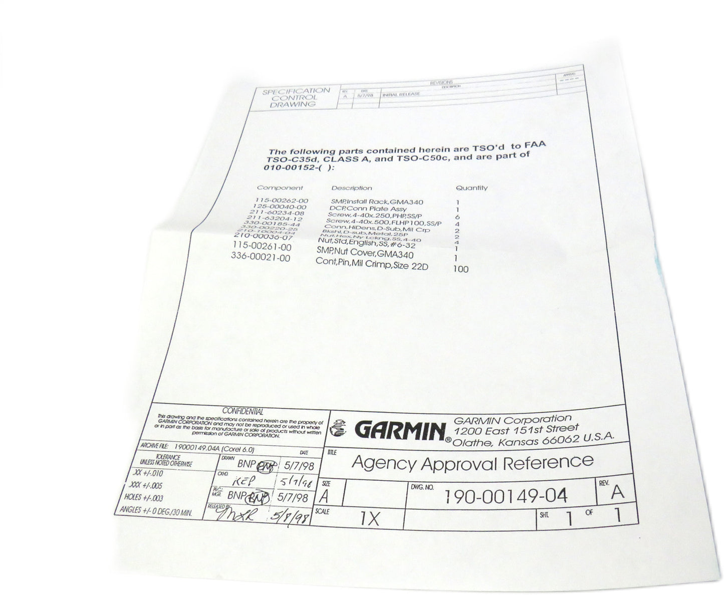 GARMIN  INSTALL KIT 010-10176-00     New