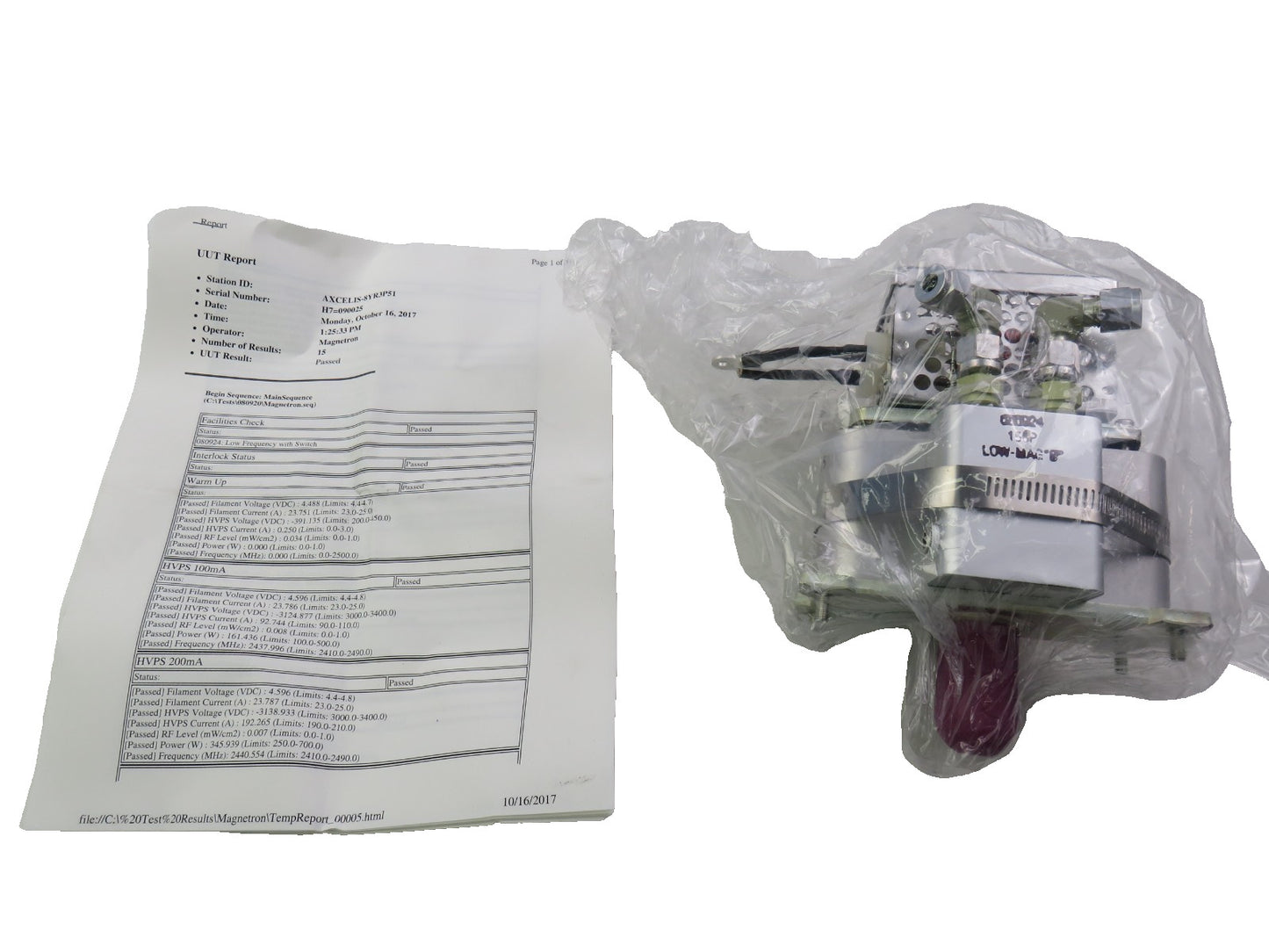 Axcelis  Fusion Asher Magnetron 080924 National Electronics NL10251-3LOW    New