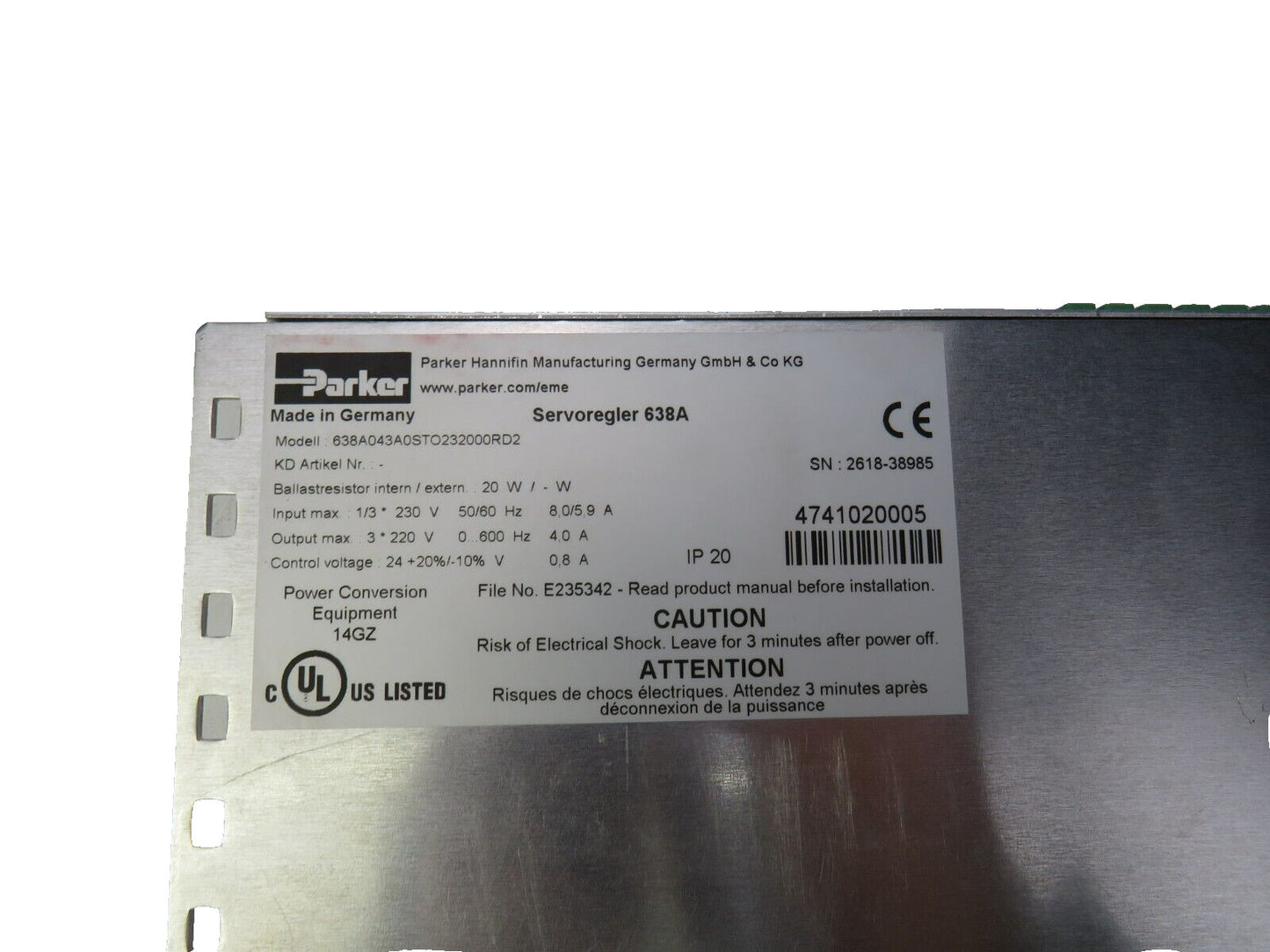 Parker  638A043A0STO232000RD2 638A Servo Drive    New