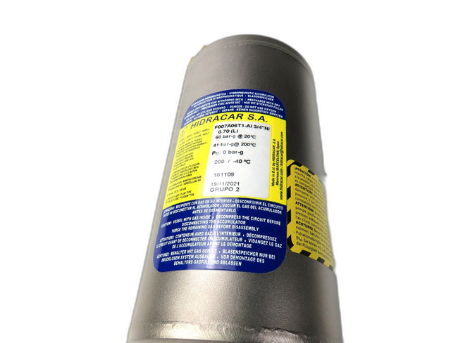 HIDRACAR S.A. F007A06T1-AI 3/4"NI 161109 0.70 L HYDROPNEUMATIC ACCUMULATOR   New