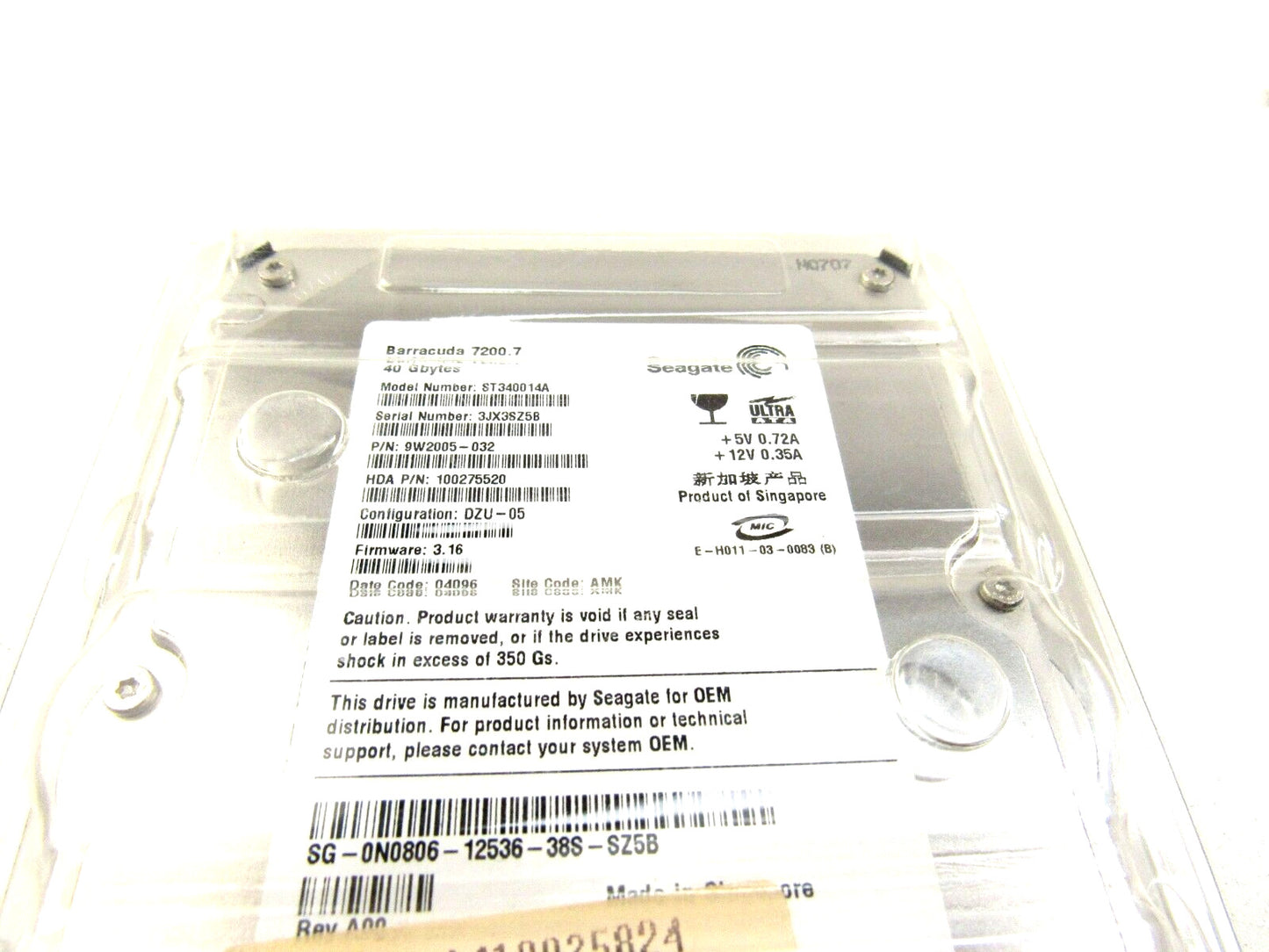 Seagate ST340014A  9W2005-032 Barracuda 7200.7 40Gbytes   New