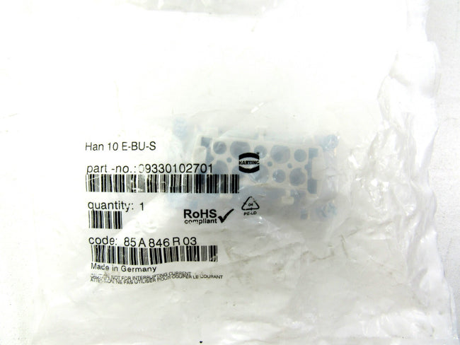 HARTING 09330102701 HAN 10 E-BU-S   Lot of 5 New